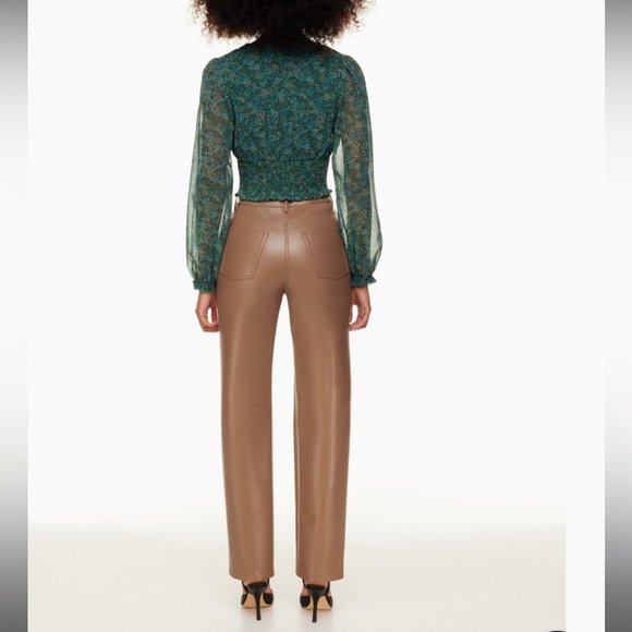 Aritzia Wilfred the Melina Vegan leather tan / camel pants size 6 - Picture 2 of 16